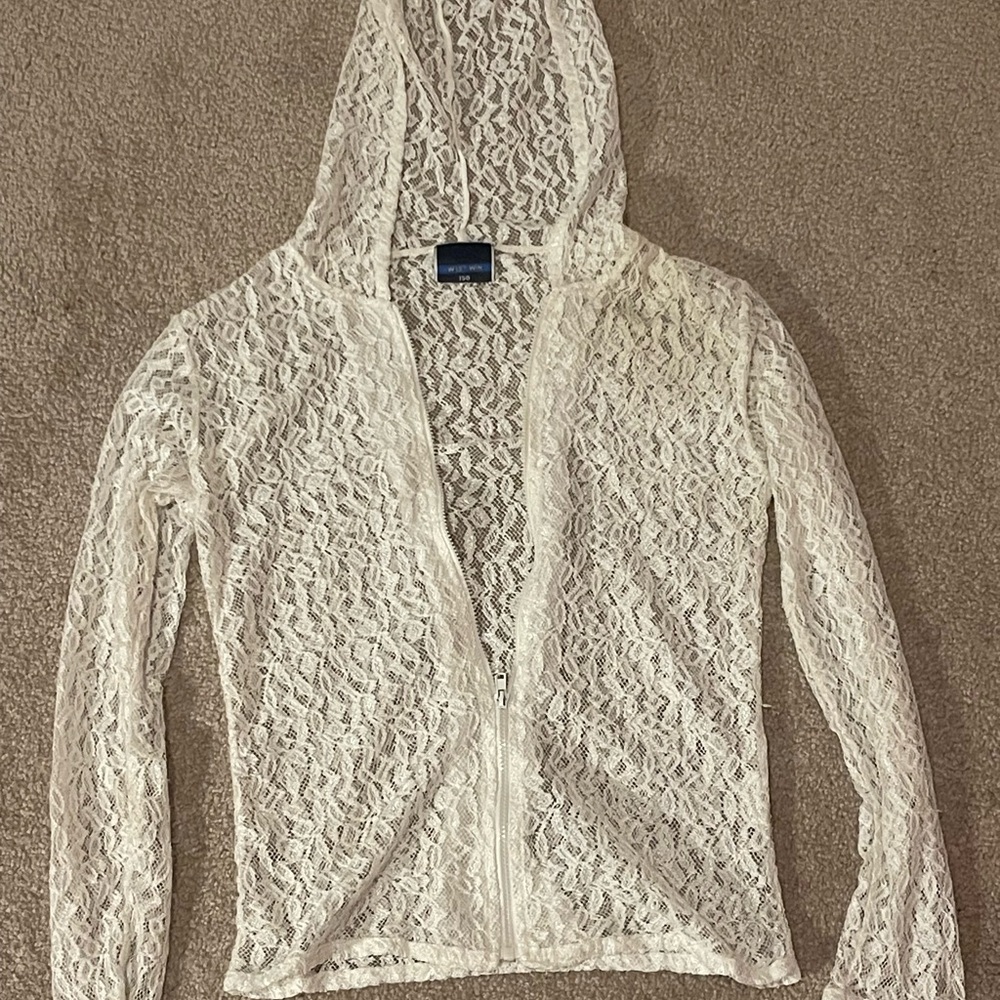 white lace zip up, brand: West Win